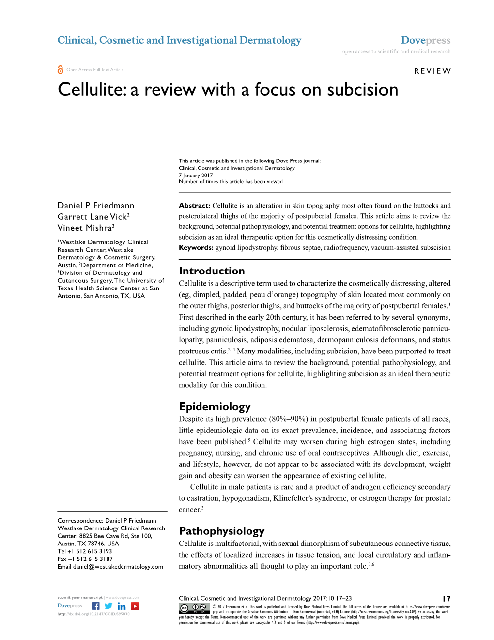 Cellulite Open Access to Scientific and Medical Research DOI