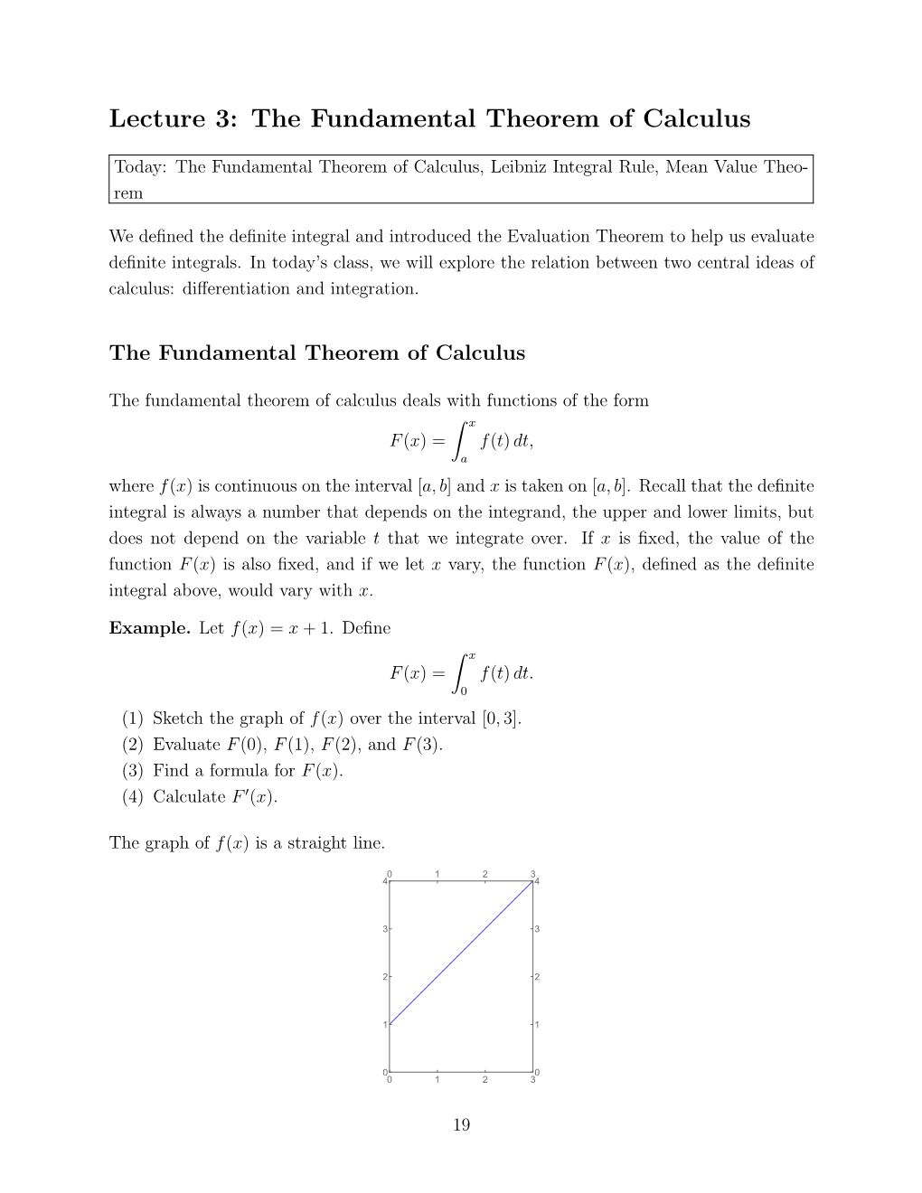 Lecture 3: the Fundamental Theorem of Calculus