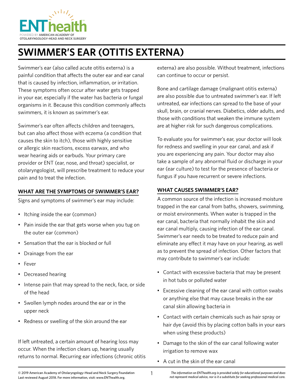 Swimmer's Ear (Otitis Externa)