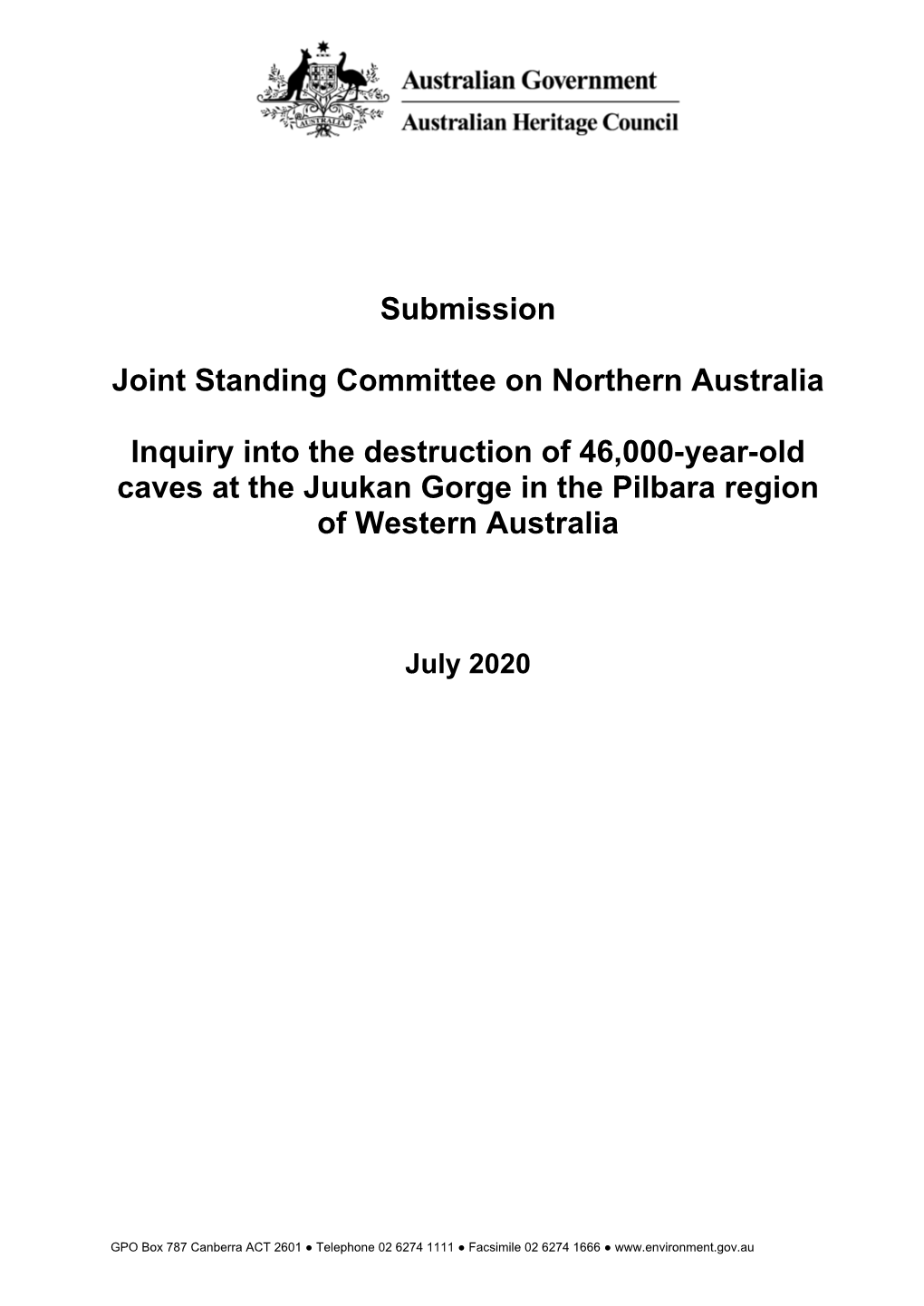 AHC Submission.Juukan Gorge.July 2020 FINAL