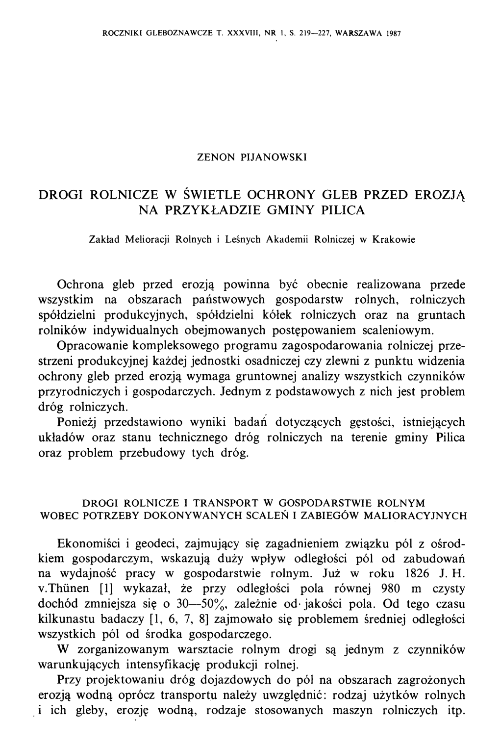 Drogi Rolnicze W Świetle Ochrony Gleb Przed Erozją Na Przykładzie Gminy Pilica