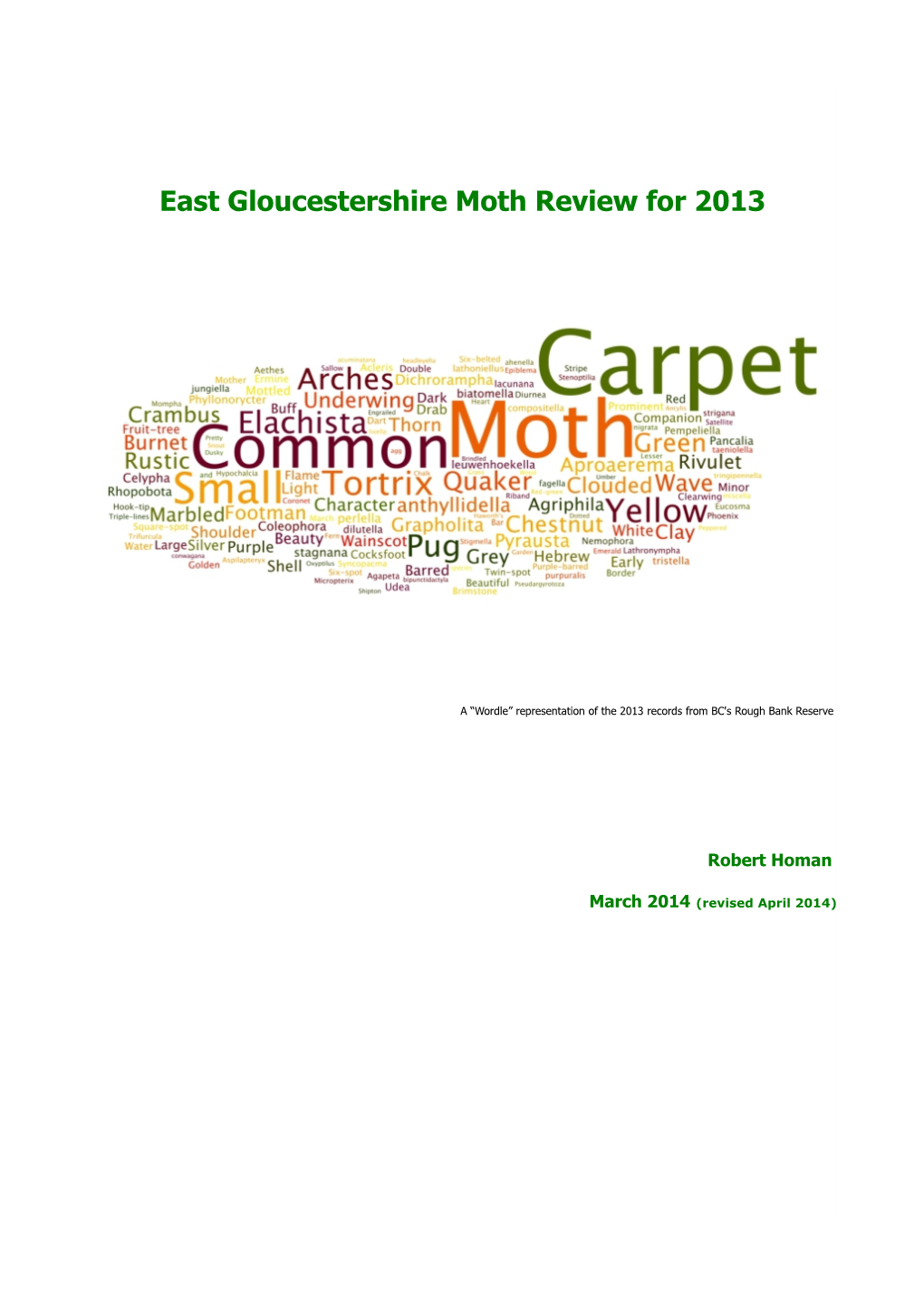 East Gloucestershire Moth Review for 2013