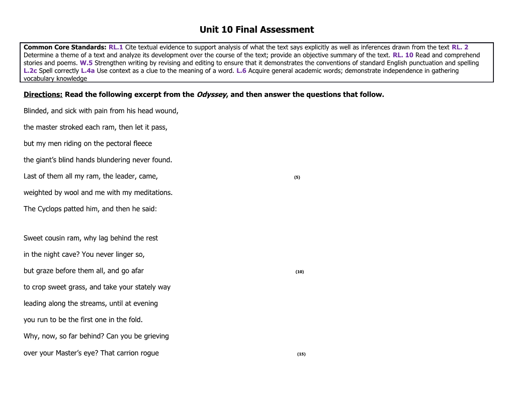 Unit 10 Final Assessment