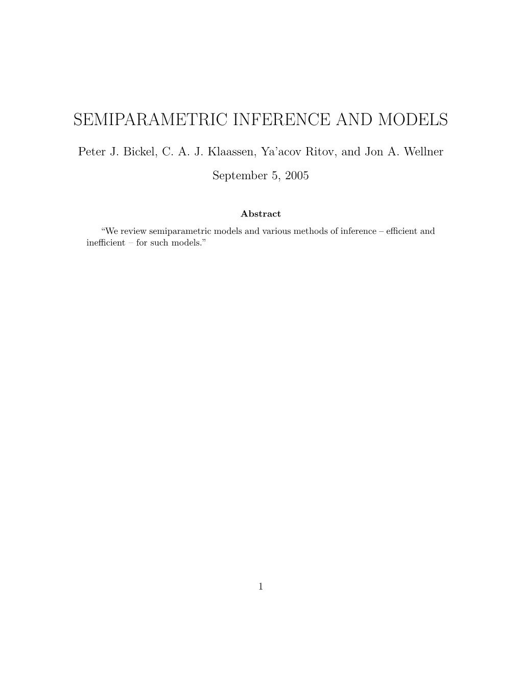 Semiparametric Inference and Models