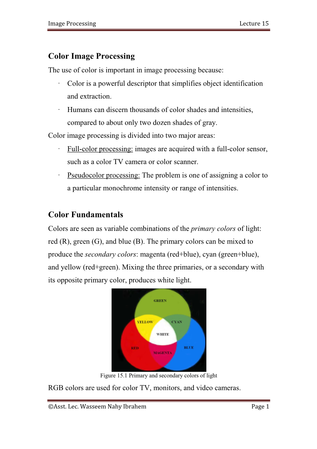 Color Image Processing Color Fundamentals