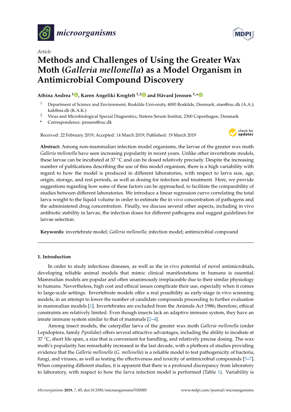 Galleria Mellonella) As a Model Organism in Antimicrobial Compound Discovery