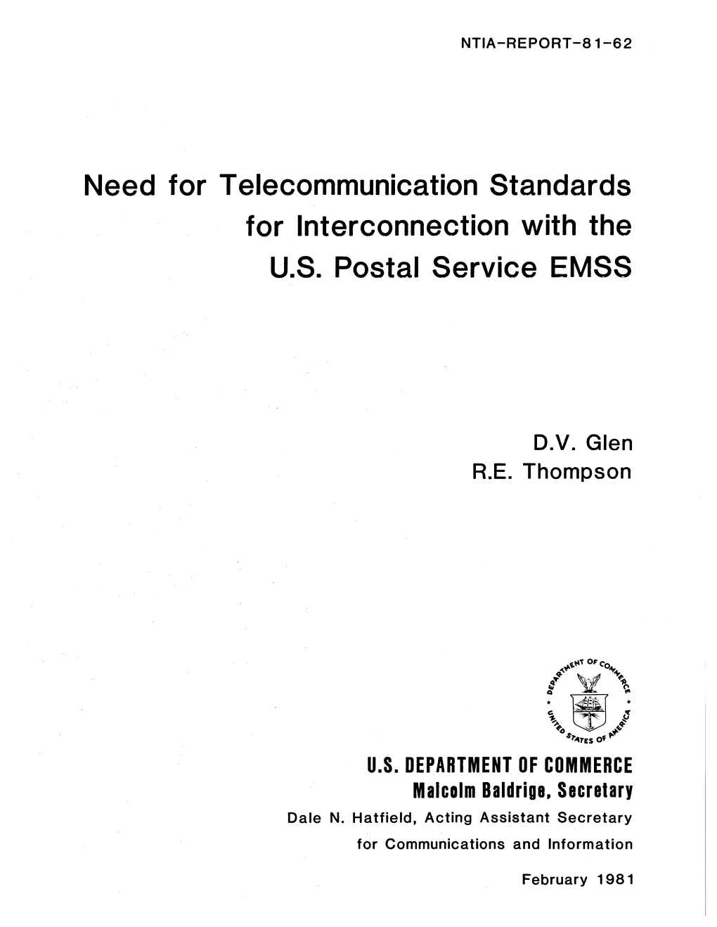 Need for Telecommunication Standards for Interconnection with the U.S