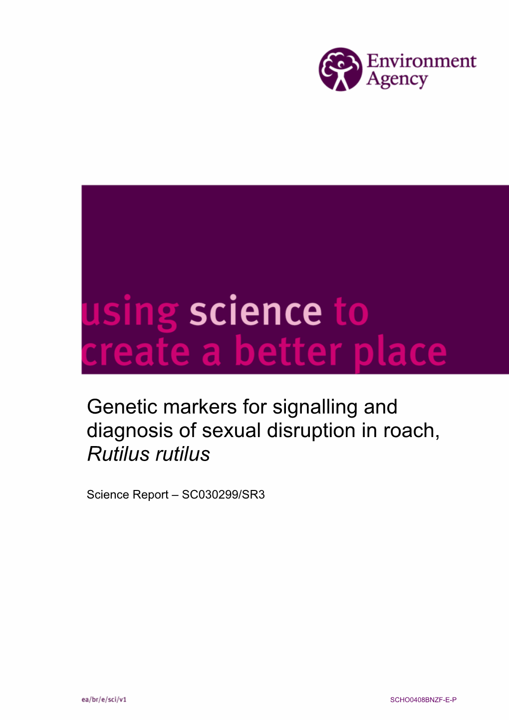 Genetic Markers for Signalling and Diagnosis of Sexual Disruption in Roach, Rutilus Rutilus