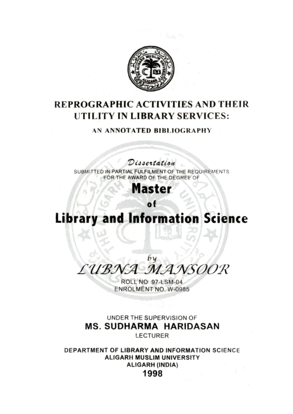 Master Library and Information Science