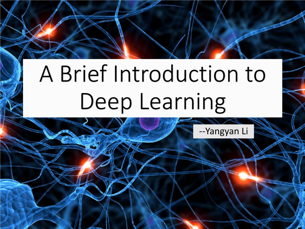 A Brief Introduction to Deep Learning