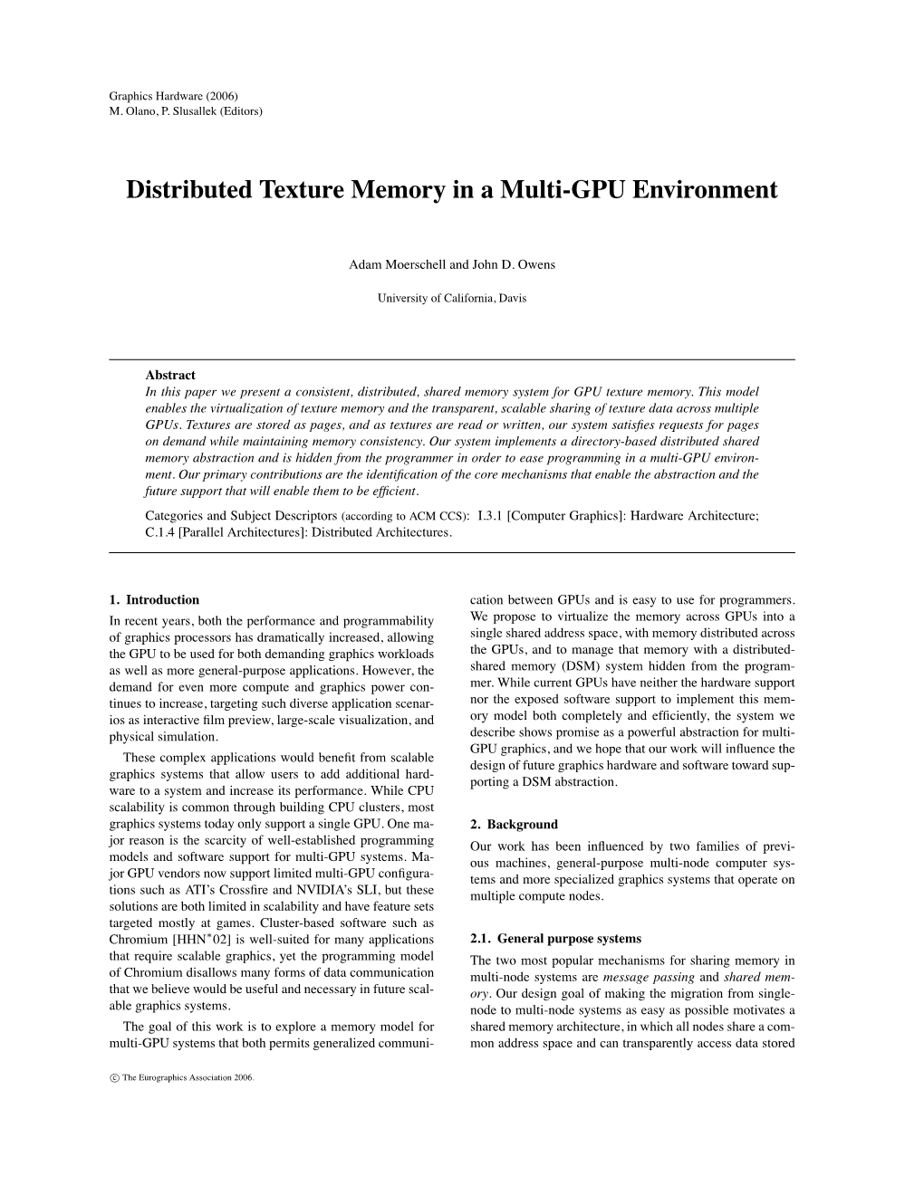 Distributed Texture Memory in a Multi-GPU Environment