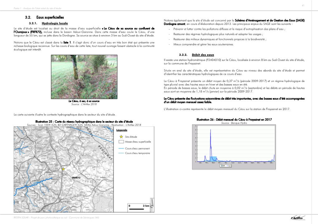 Eaux Superficielles Notons Également Que Le Site D’Étude Est Concerné Par Le Schéma D’Aménagement Et De Gestion Des Eaux (SAGE) 3.2.1