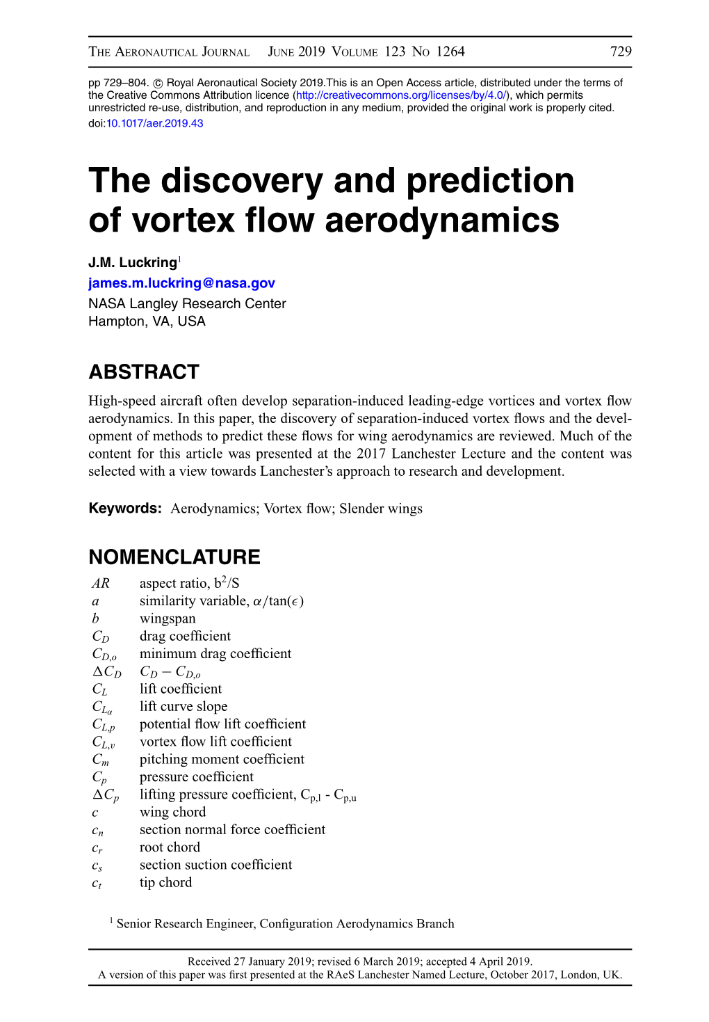 The Discovery and Prediction of Vortex Flow Aerodynamics