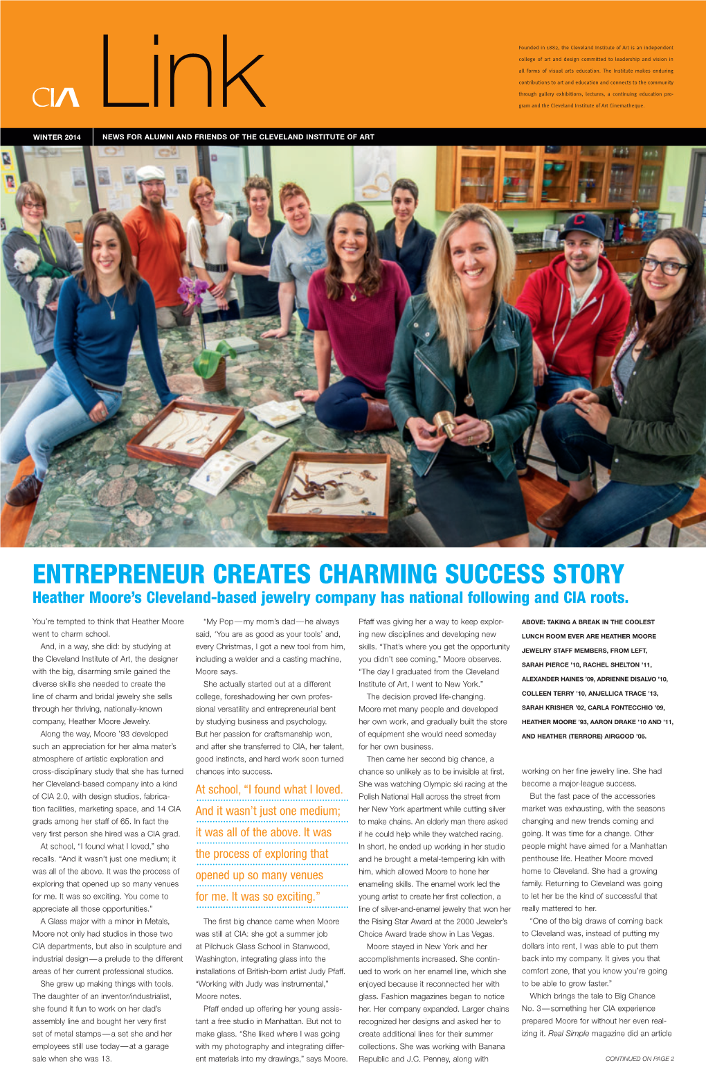 Entrepreneur Creates Charming Success Story Heather Moore’S Cleveland-Based Jewelry Company Has National Following and CIA Roots