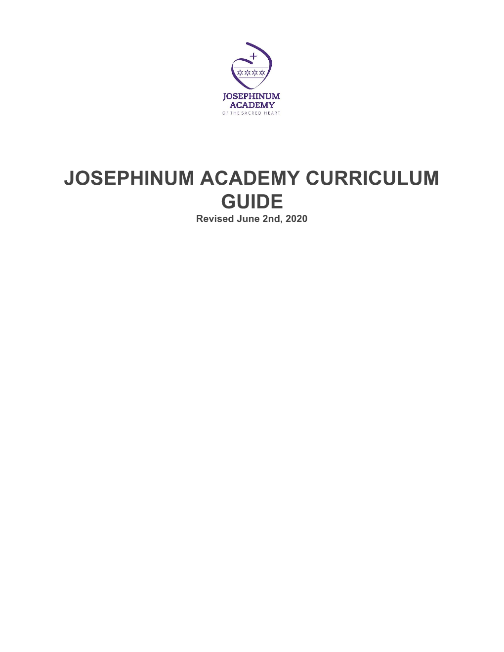 JOSEPHINUM ACADEMY CURRICULUM GUIDE Revised June 2Nd, 2020