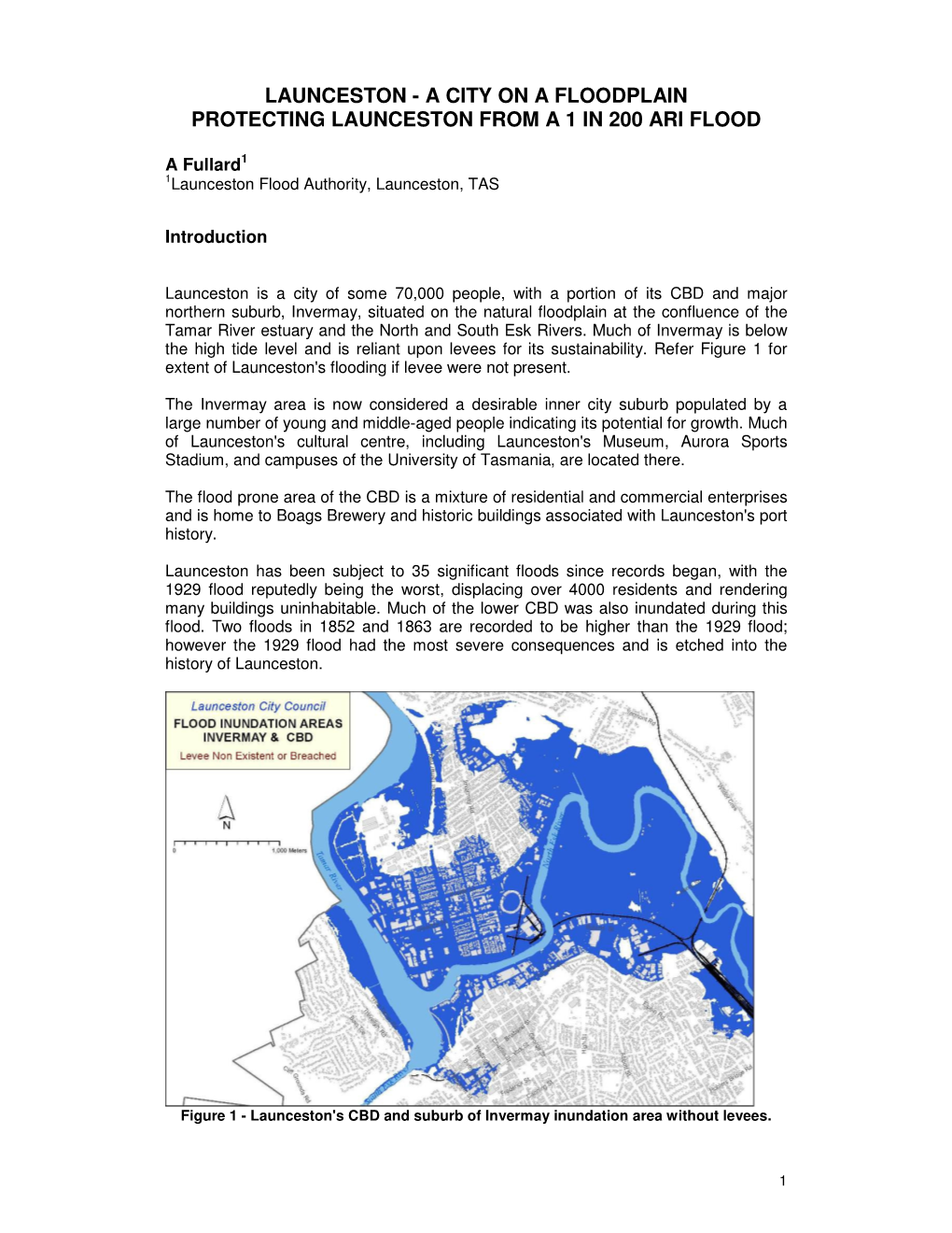 A City on a Floodplain Protecting Launceston from a 1 in 200 Ari Flood