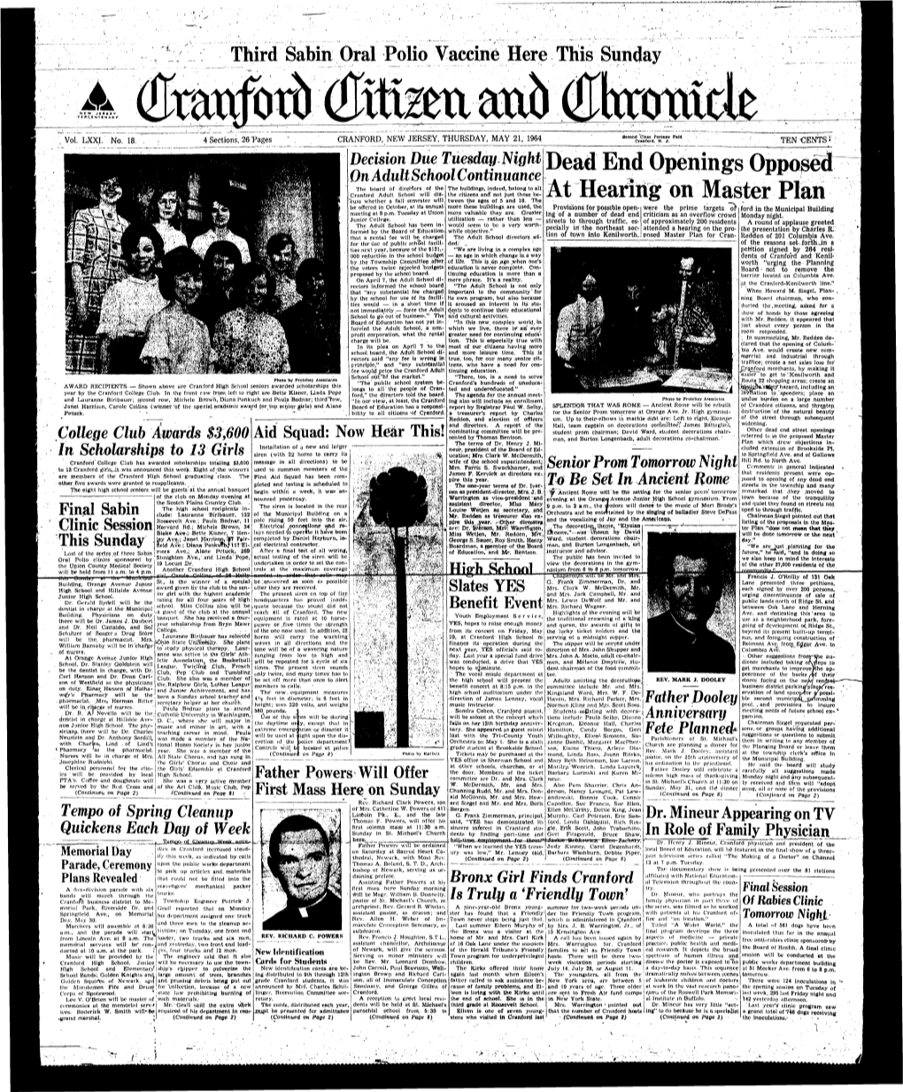 CRANFORD, NEW JERSEY, THURSDAY, MAY 21/1964 Cranford, N