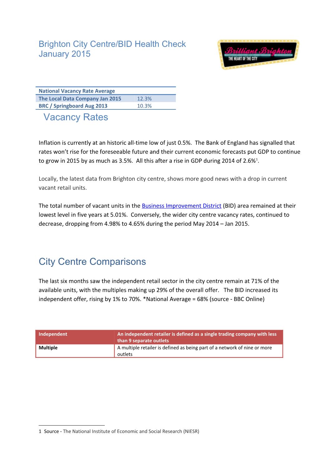 City Centre Comparisons