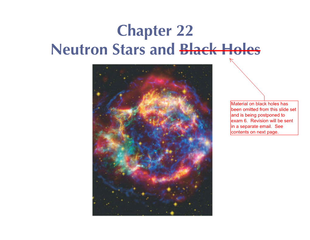 Chapter 22 Neutron Stars and Black Holes Units of Chapter 22 22.1 Neutron Stars 22.2 Pulsars 22.3 Xxneutron-Star Binaries: X-Ray Bursters