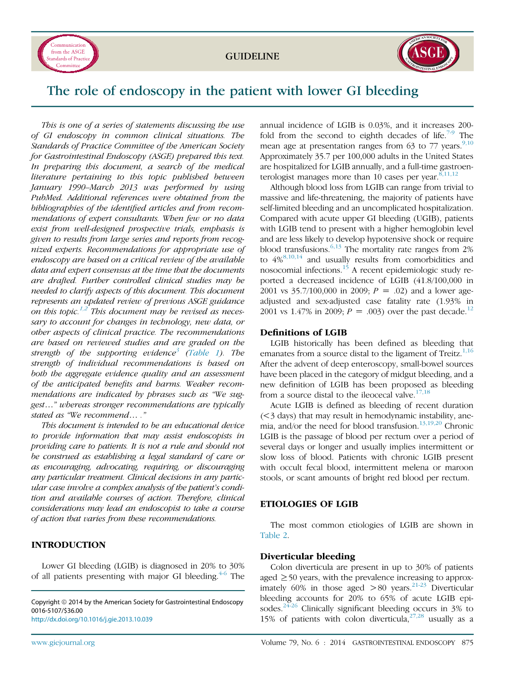 The Role of Endoscopy in the Patient with Lower GI Bleeding