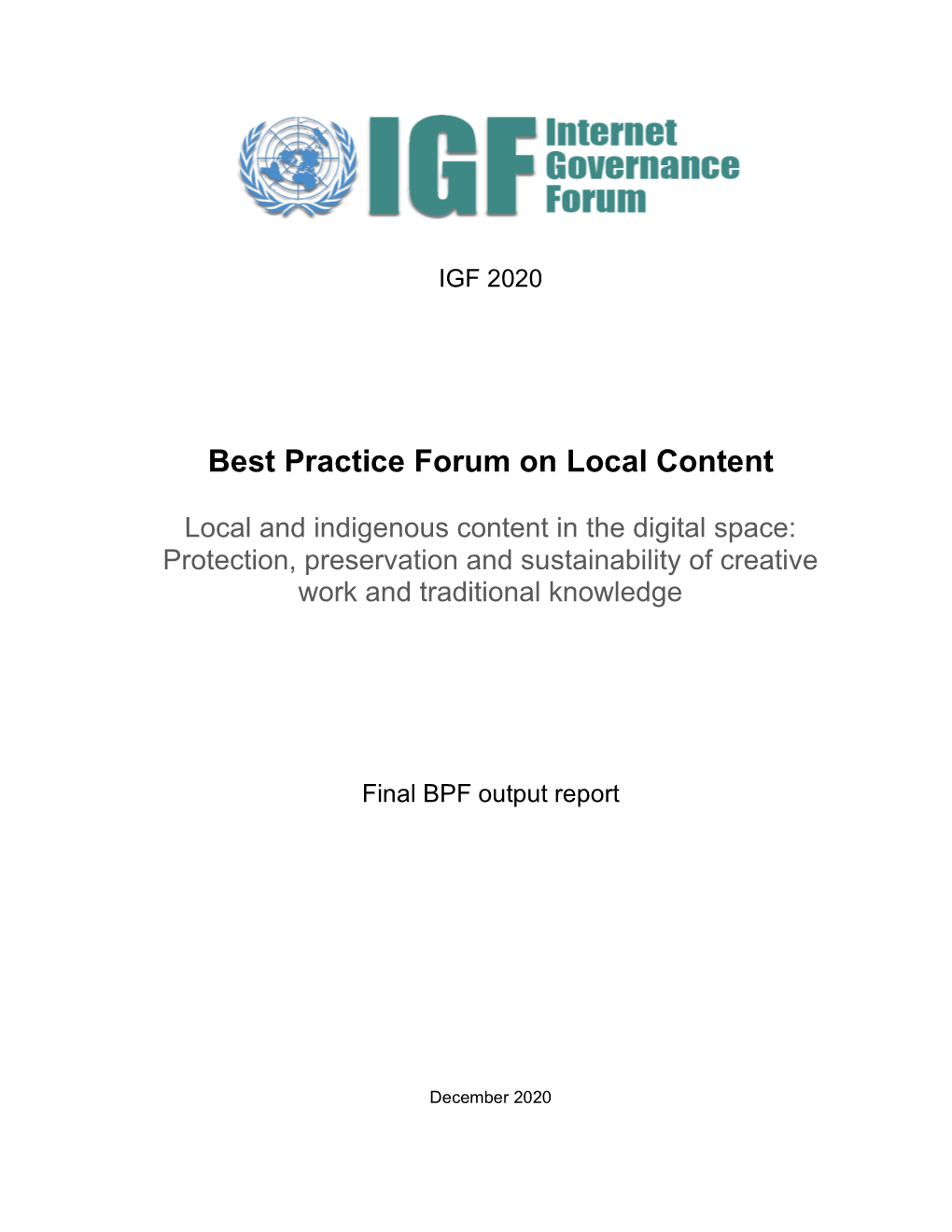 Best Practice Forum on Local Content