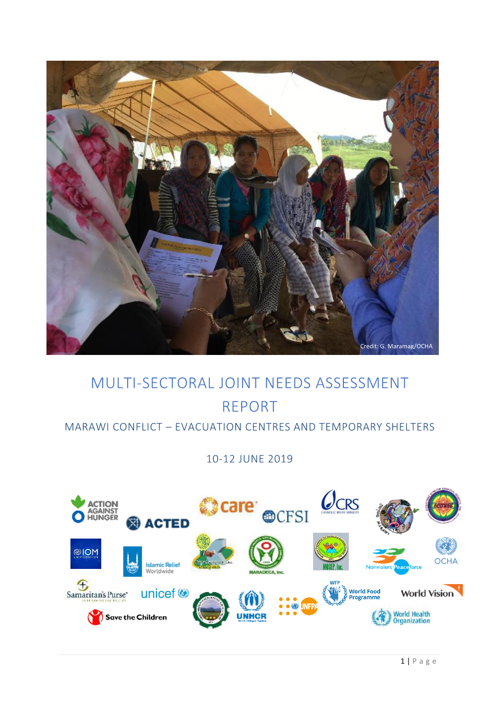 Multi-Sectoral Joint Needs Assessment Report Marawi Conflict – Evacuation Centres and Temporary Shelters