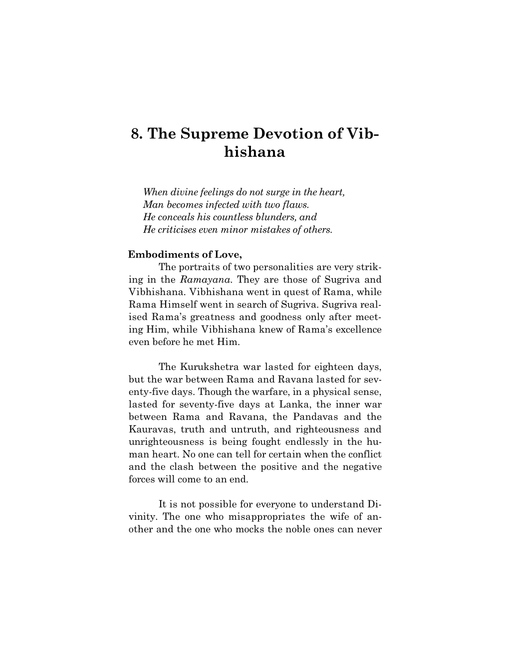 8. the Supreme Devotion of Vib- Hishana