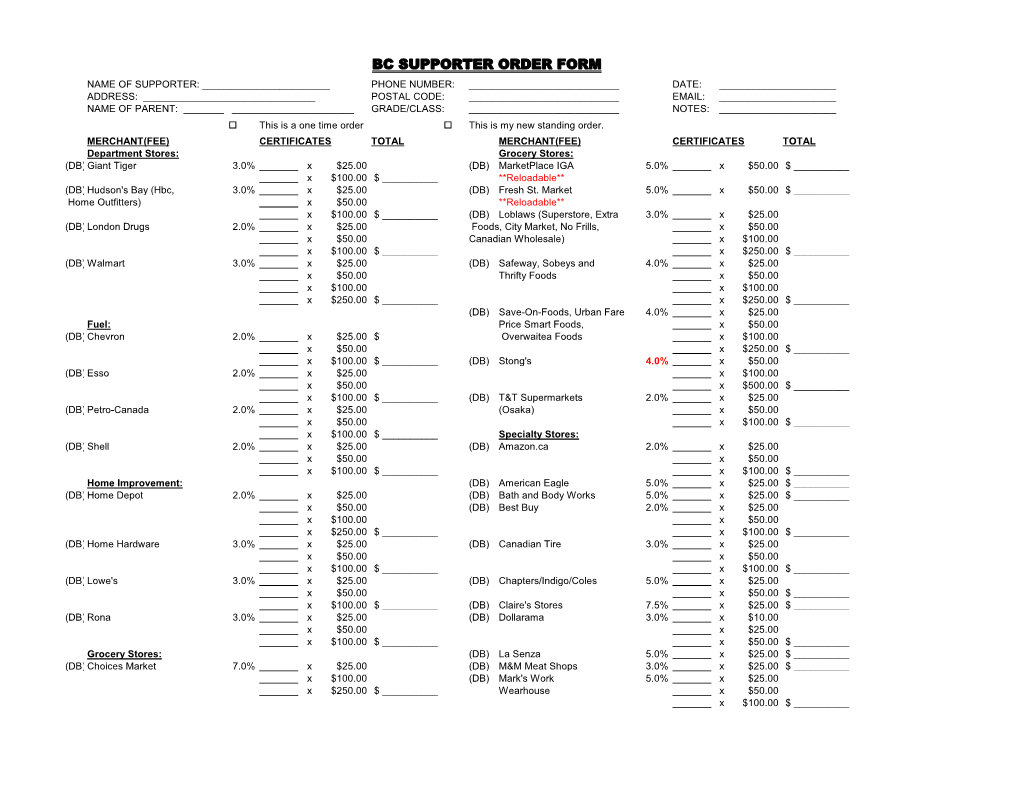 Bc Supporter Order Form