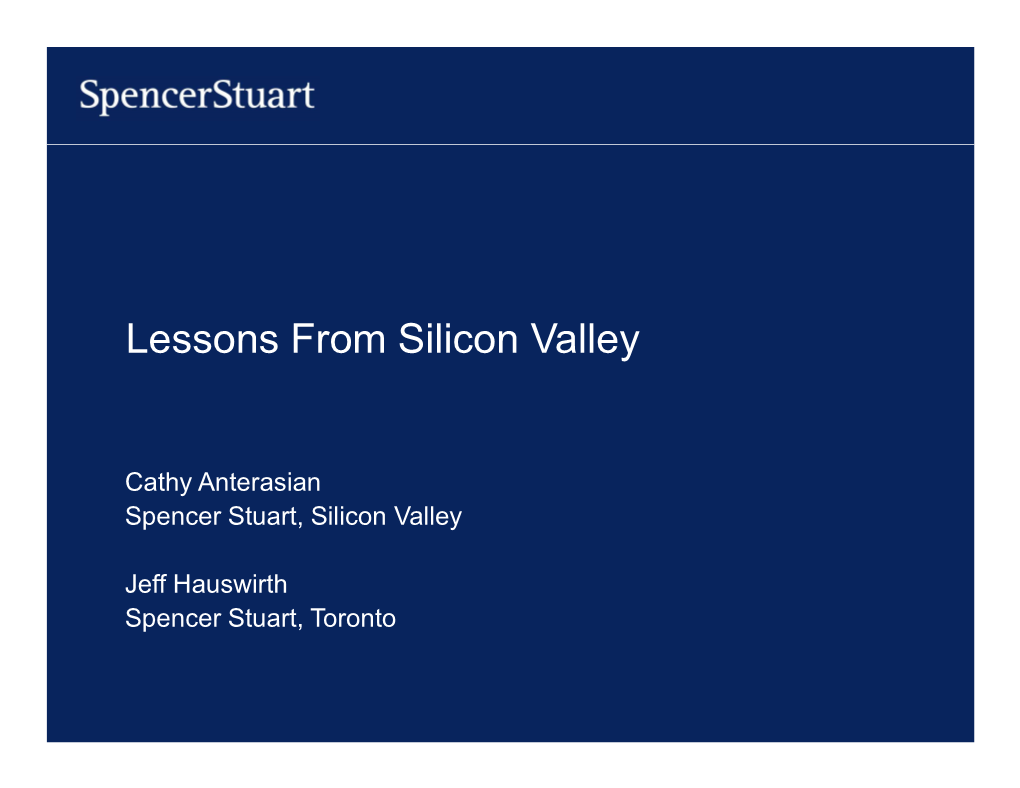 Lessons from Silicon Valley
