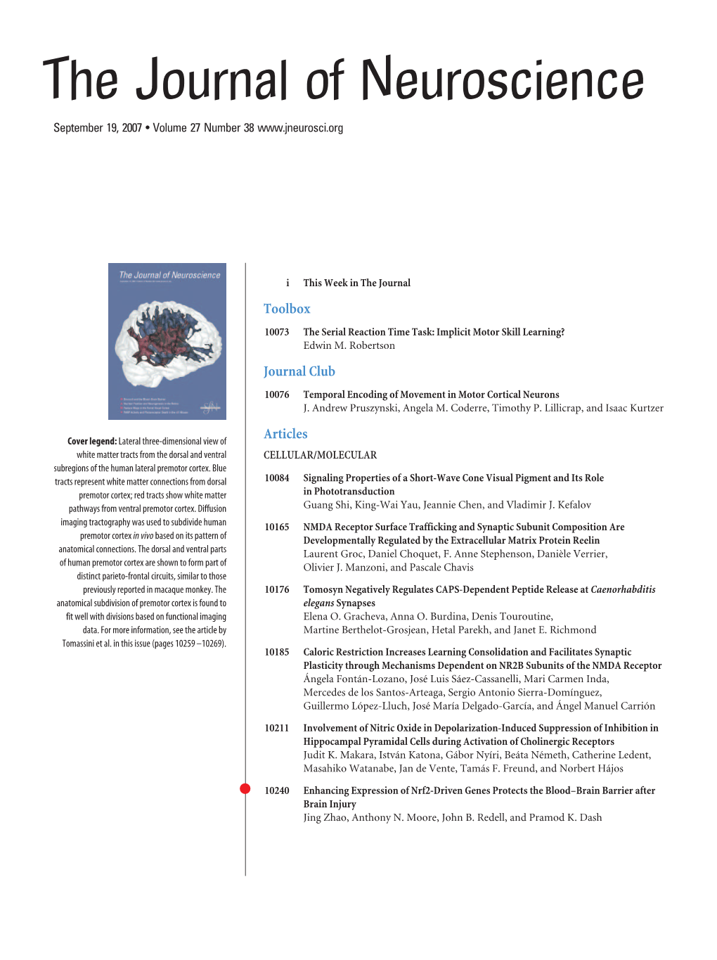 The Journal of Neuroscience September 19, 2007 • Volume 27 Number 38