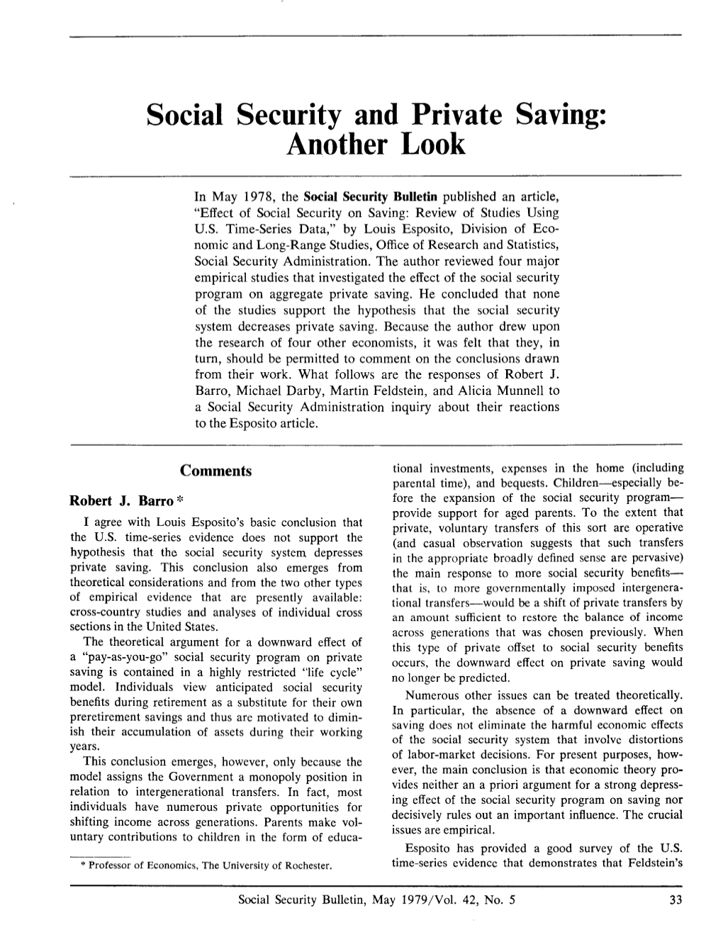 Social Security and Private Saving: Another Look