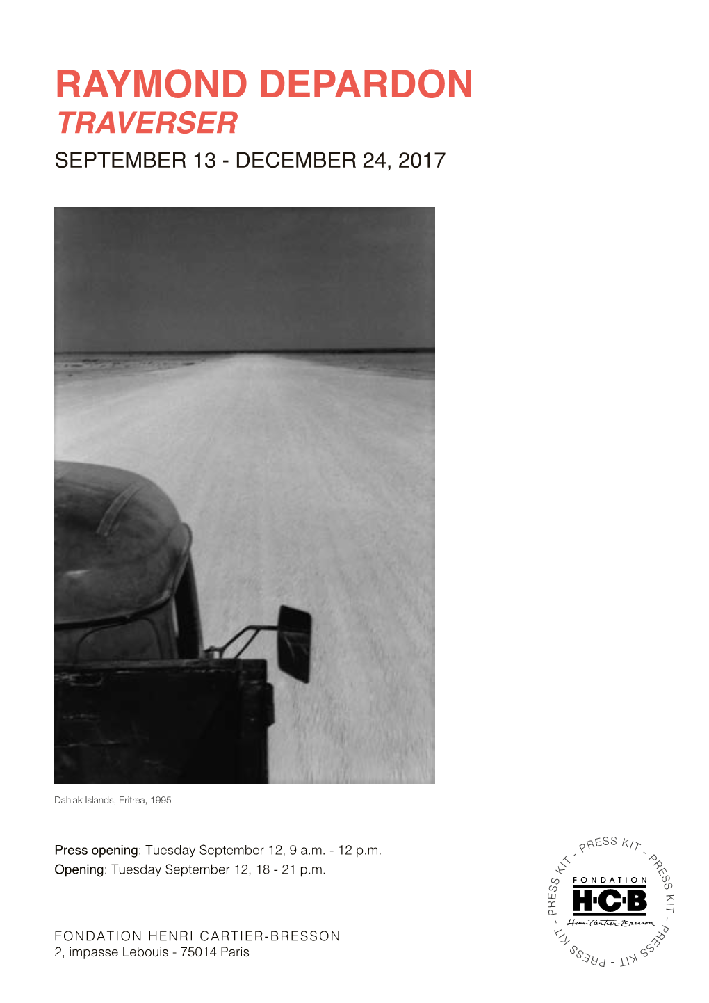 Raymond Depardon Traverser September 13 - December 24, 2017