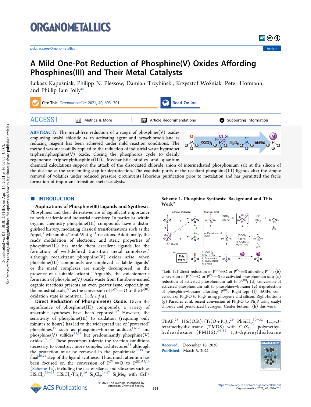 Oxides Affording Phosphines(III) and Their Metal Catalysts