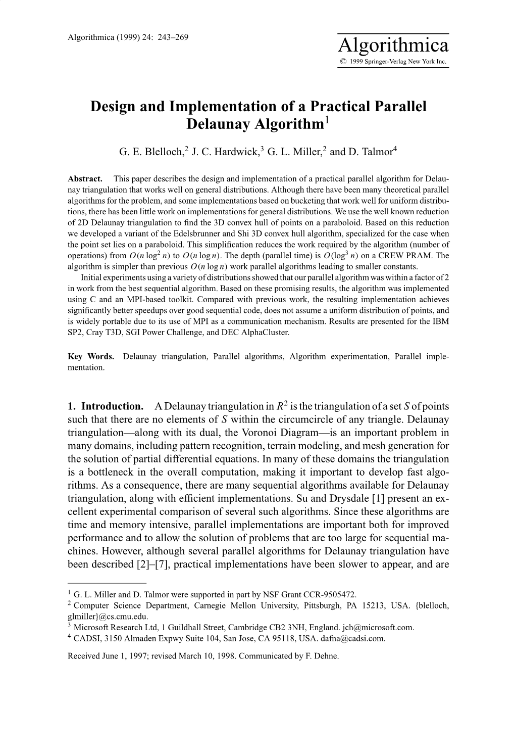 Algorithmica (1999) 24: 243–269 Algorithmica © 1999 Springer-Verlag New York Inc