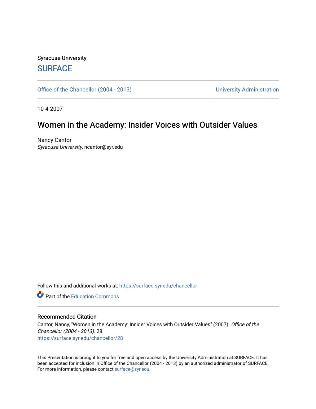 Insider Voices with Outsider Values