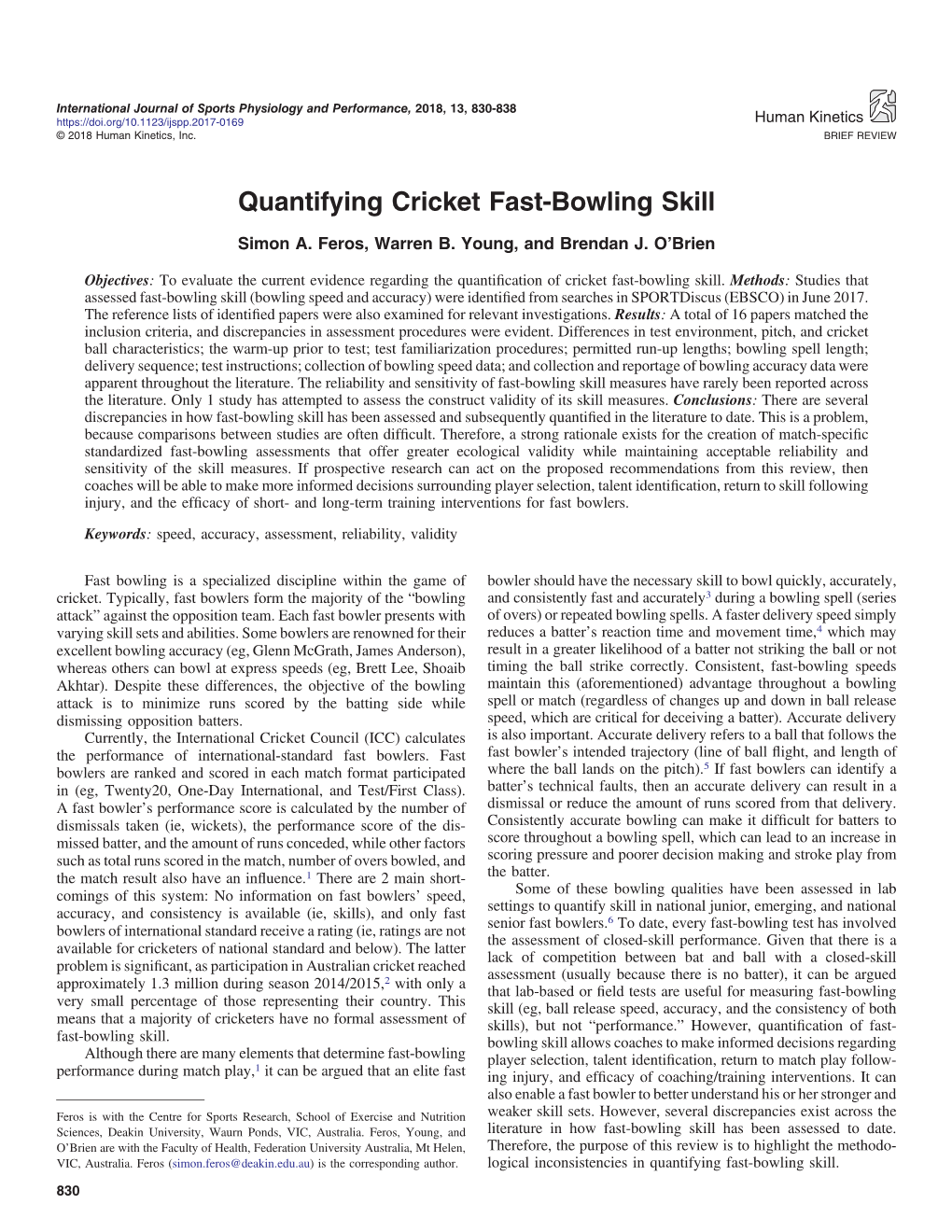 Quantifying Cricket Fast-Bowling Skill