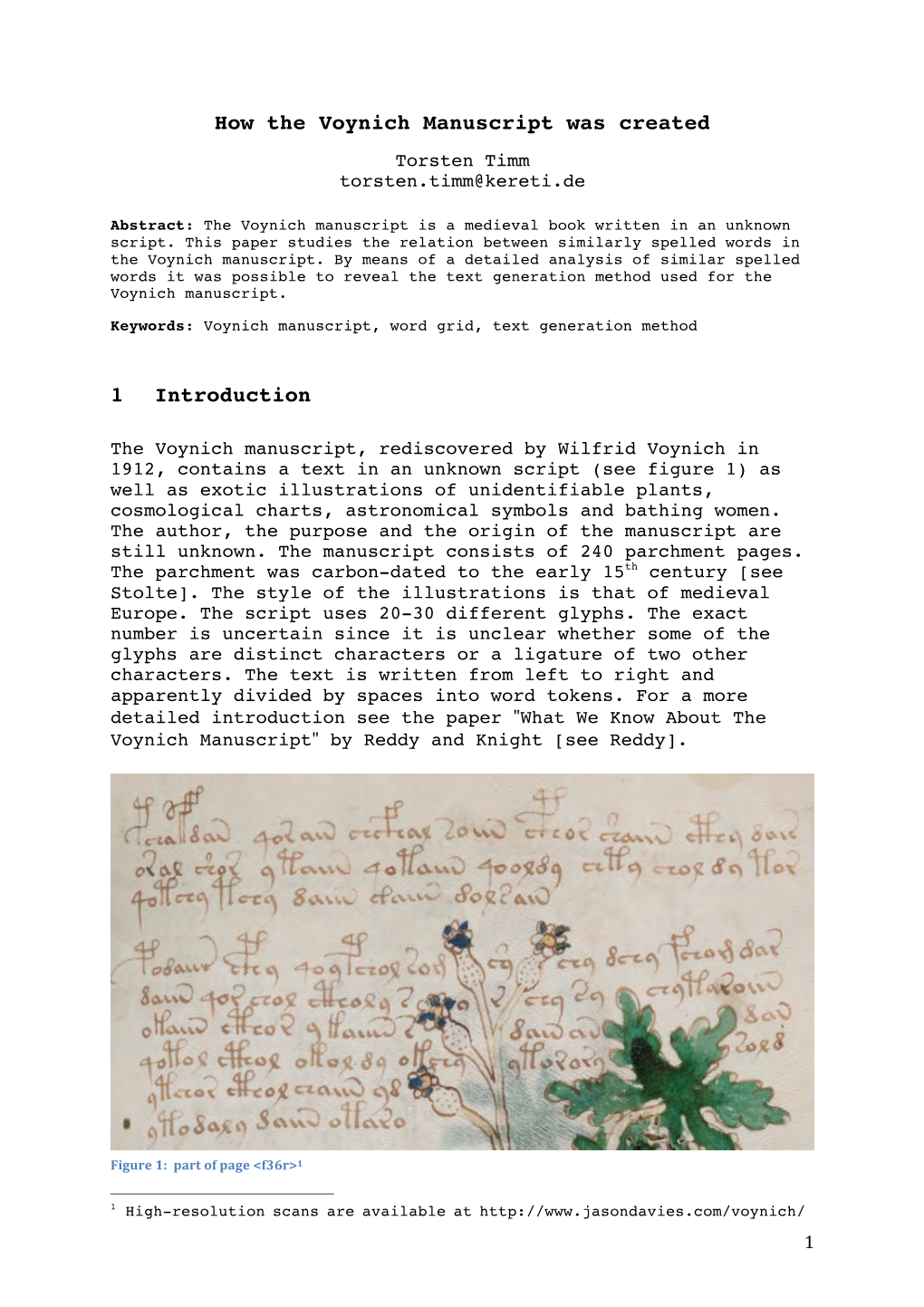How the Voynich Manuscript Was Created 1 Introduction