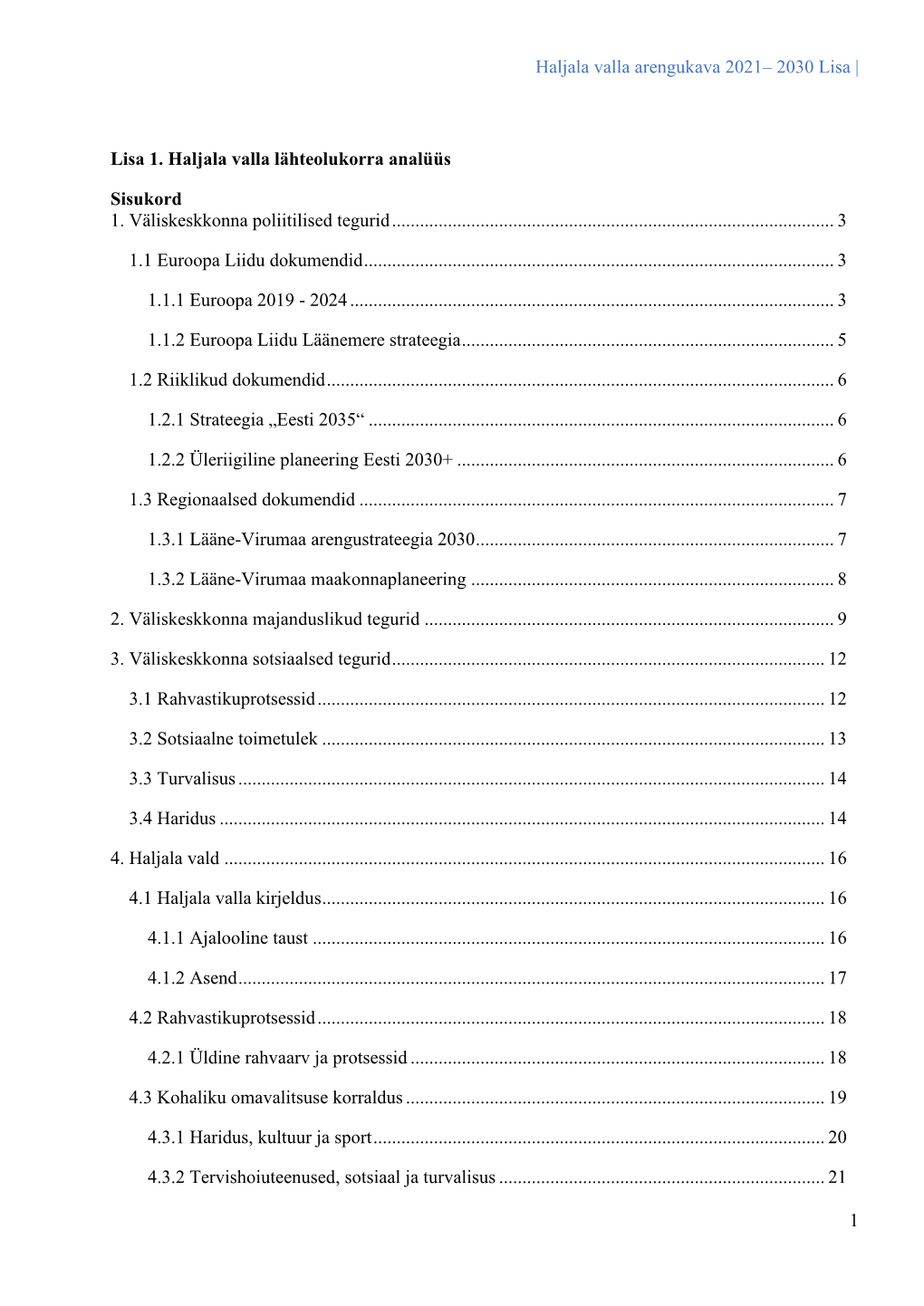 Haljala Valla Arengukava 2021– 2030 Lisa |