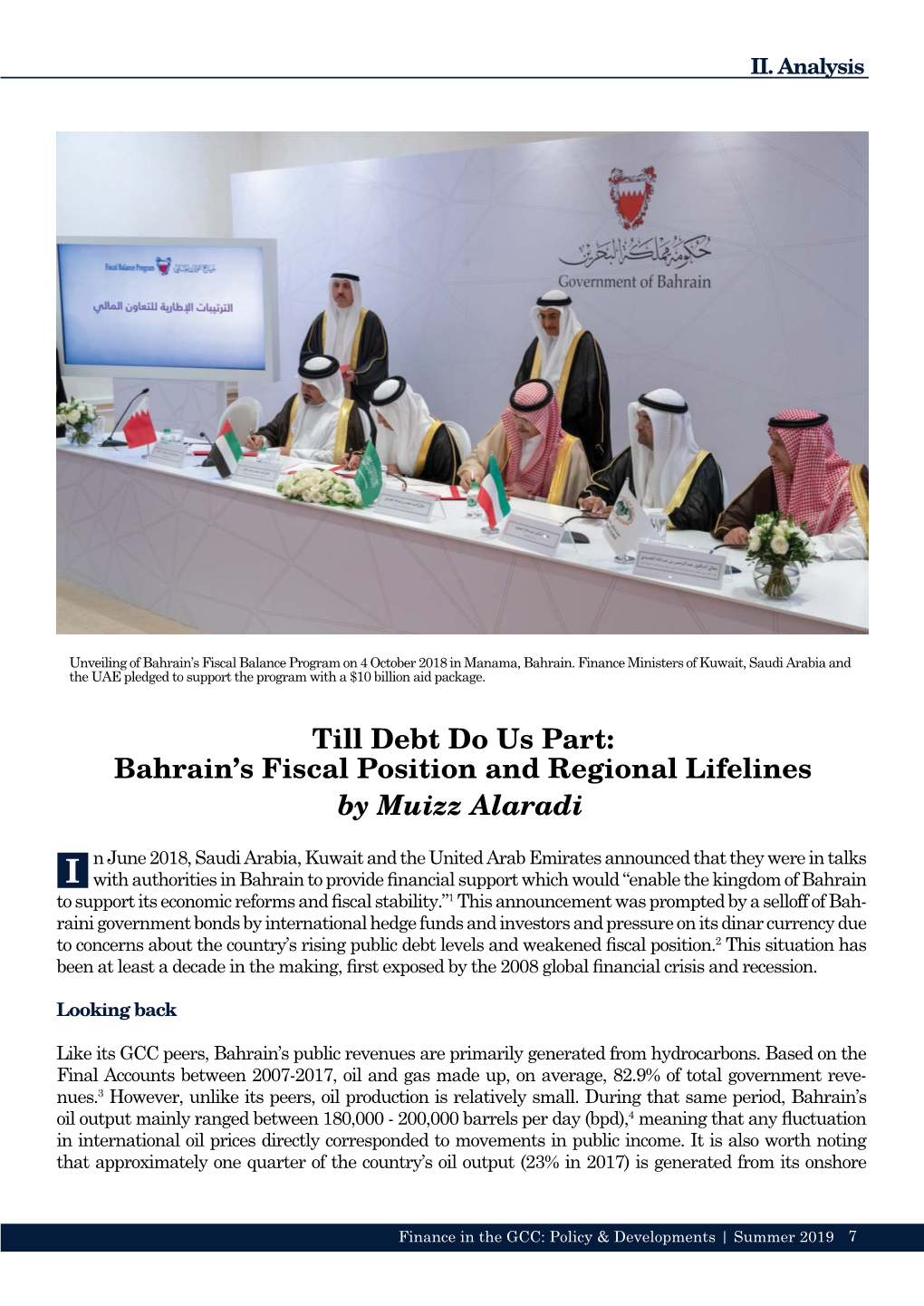 Bahrain's Fiscal Position and Regional Lifelines by Muizz Alaradi