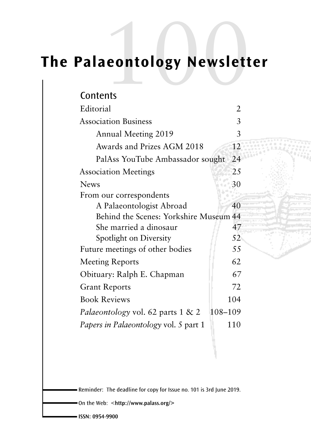 The Palaeontology Newsletter