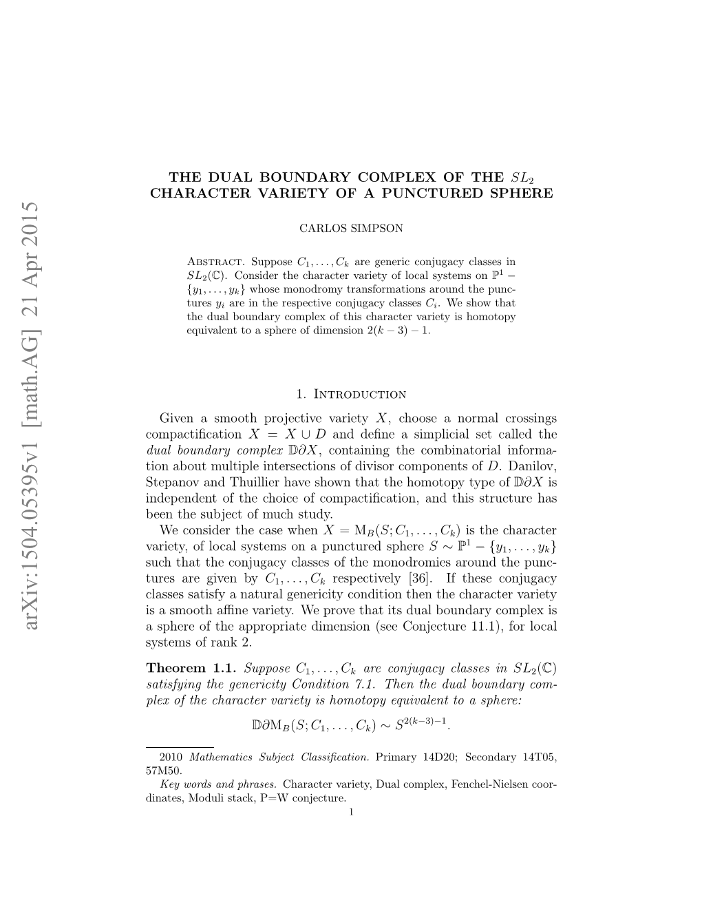 The Dual Boundary Complex of the $ SL 2 $ Character Variety of A