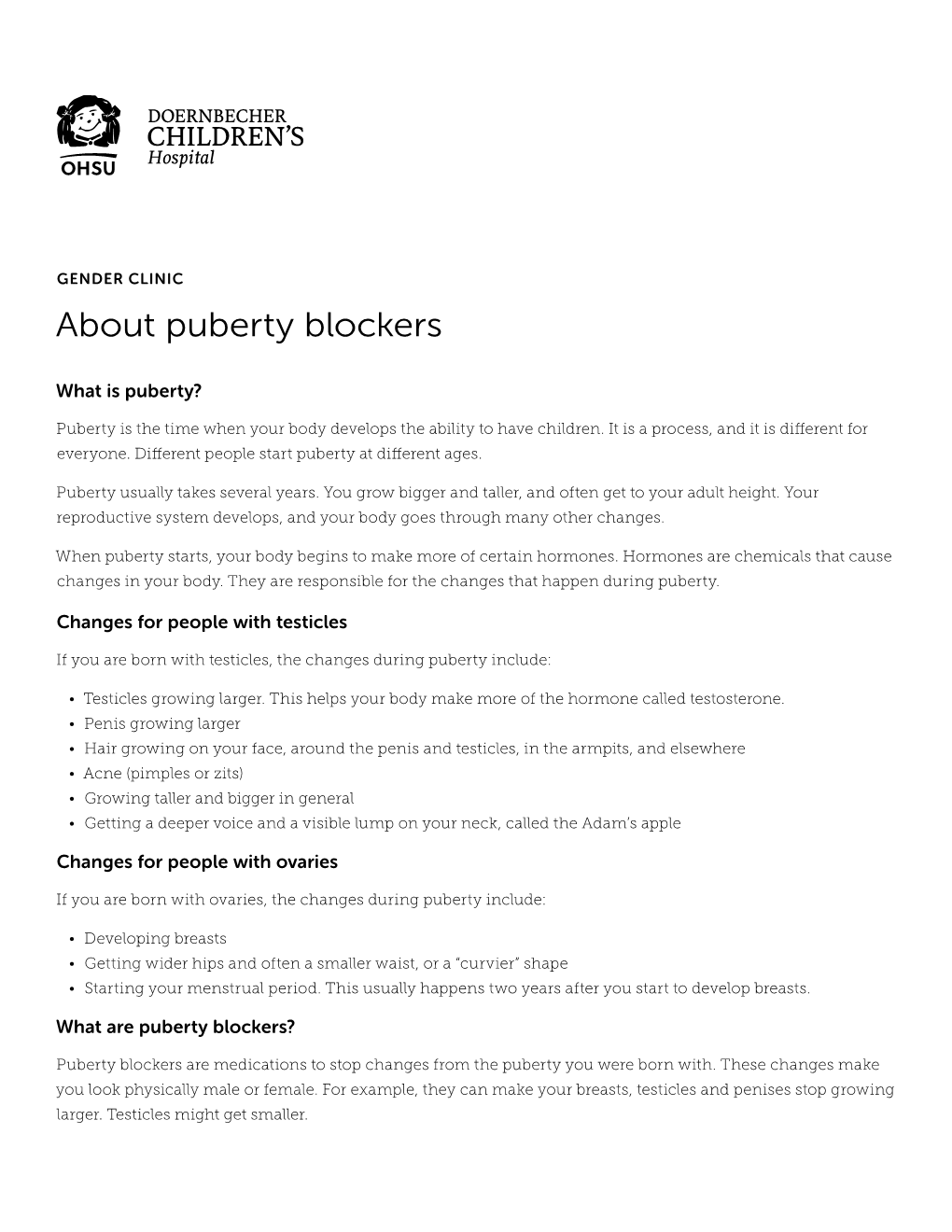 About Puberty Blockers