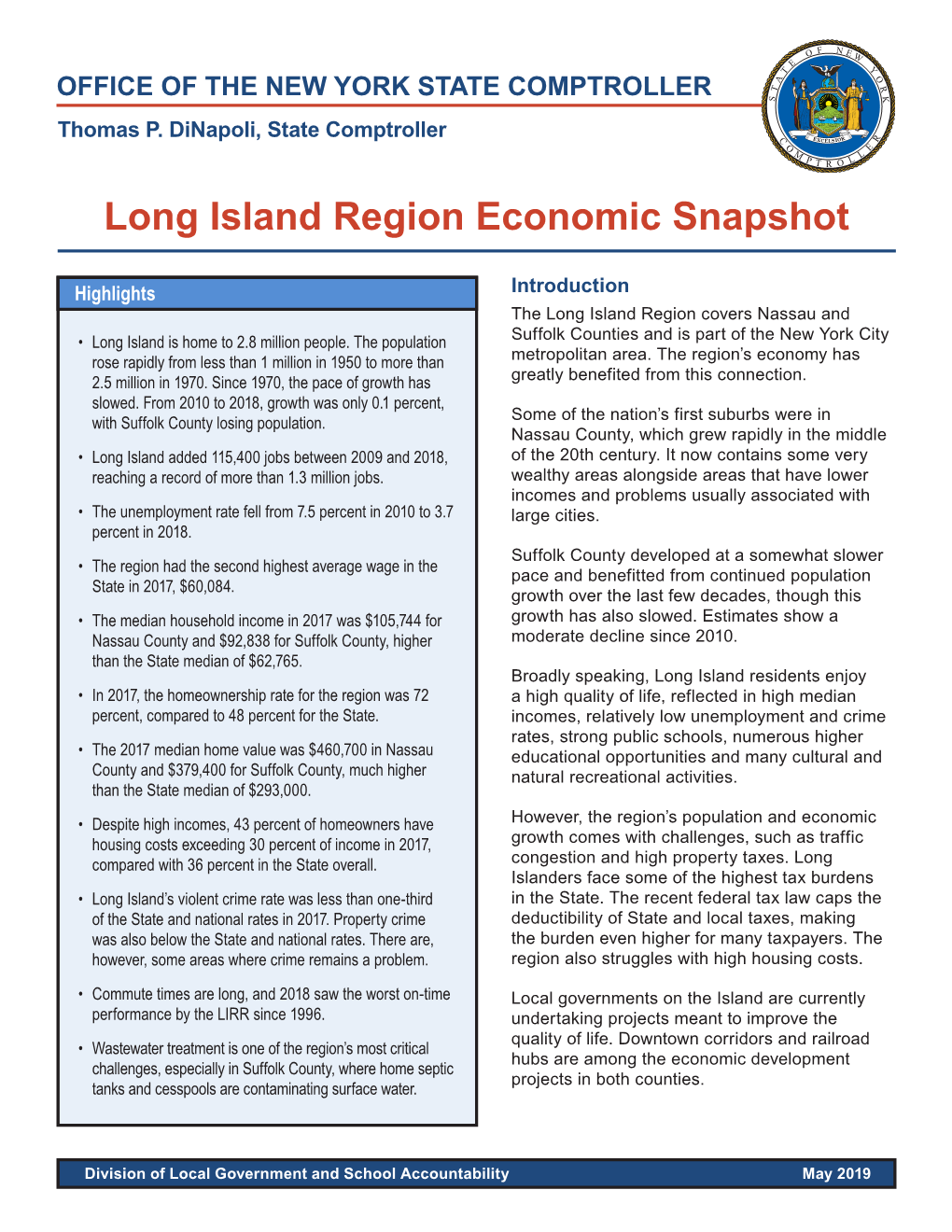 Long Island Region Economic Snapshot