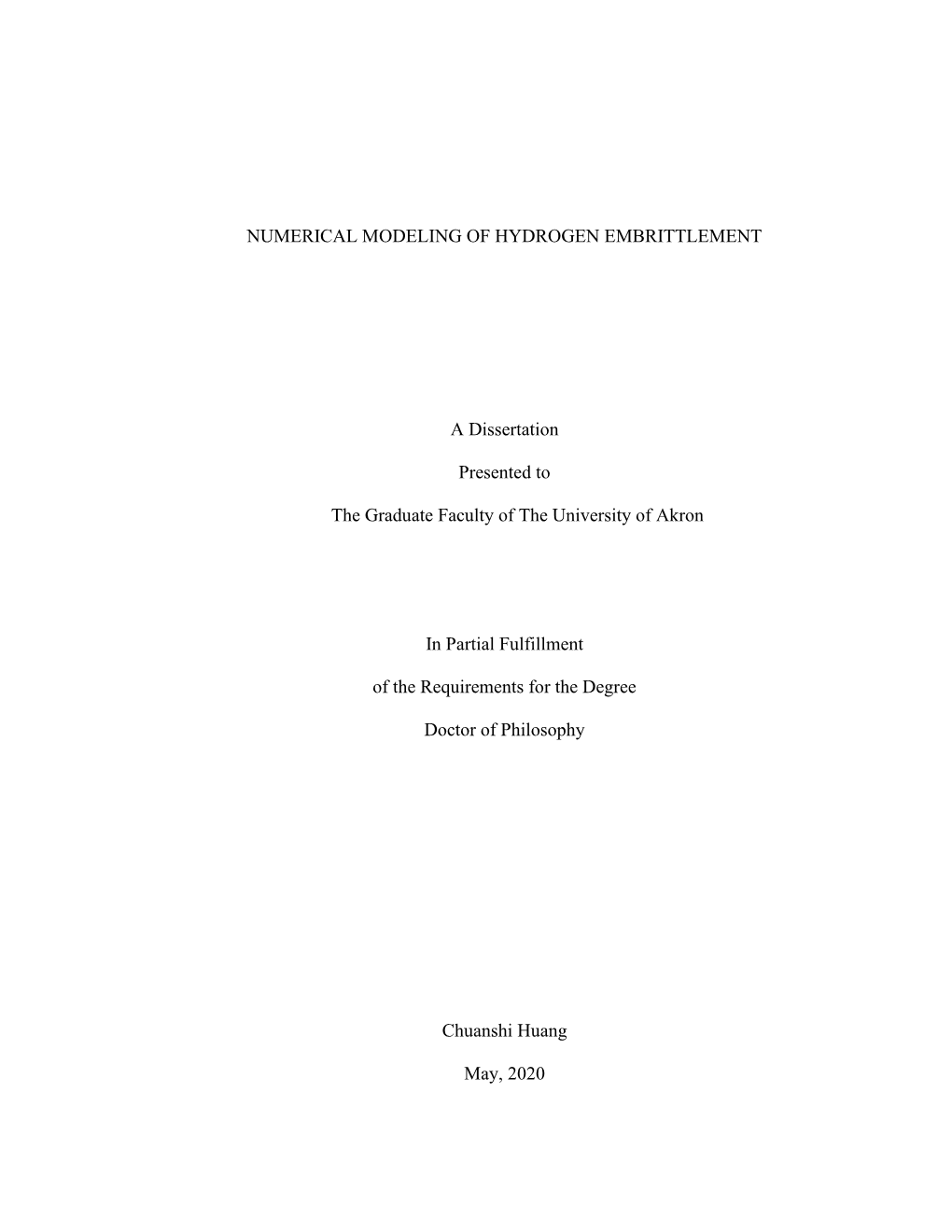 Numerical Modeling of Hydrogen Embrittlement A