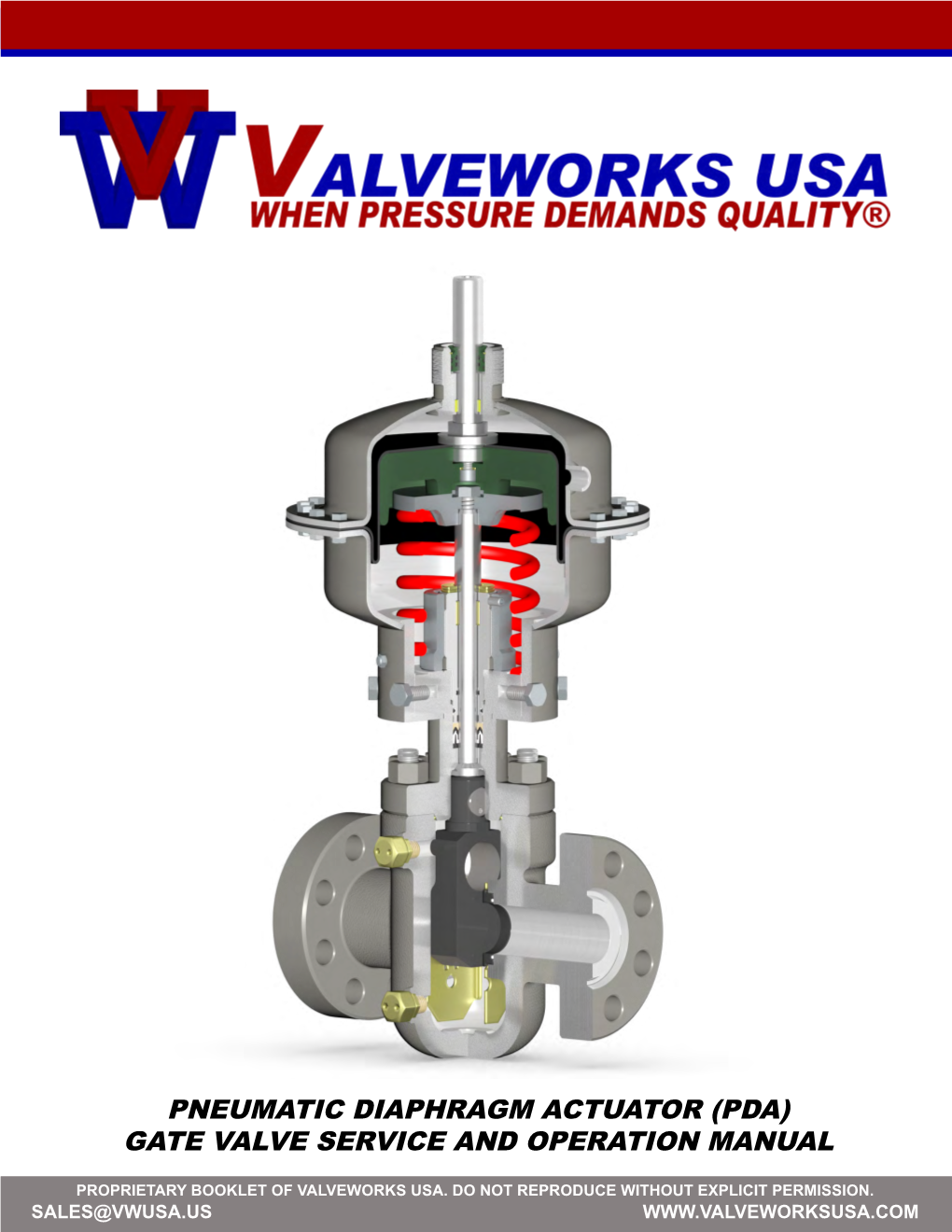 Pneumatic Diaphragm Actuator (Pda) Gate Valve Service and Operation Manual