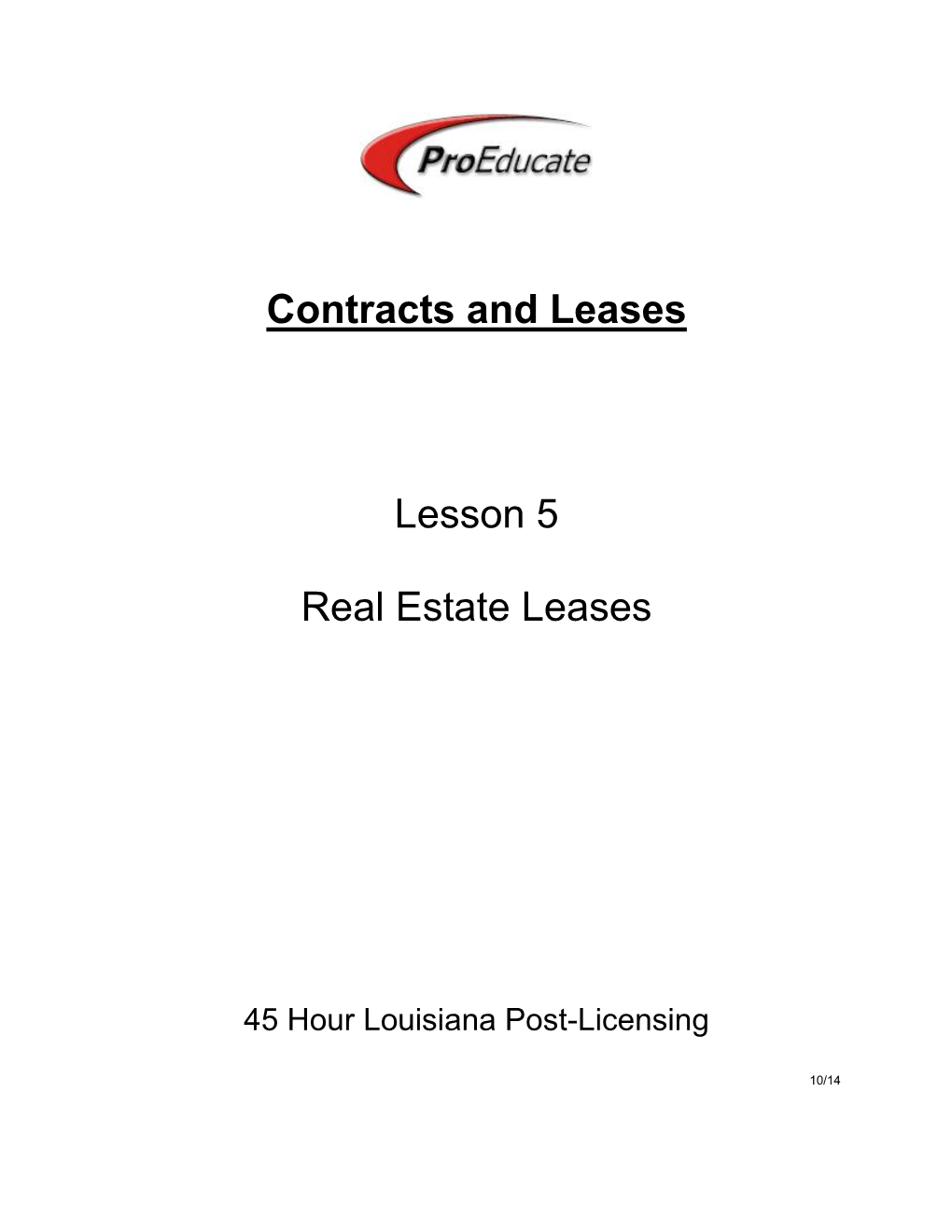 Contracts and Leases Lesson 5 Real Estate Leases