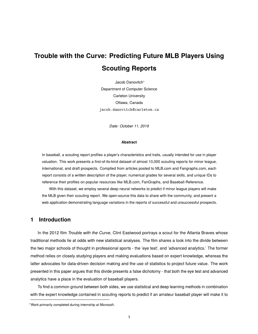 Predicting Future MLB Players Using Scouting Reports