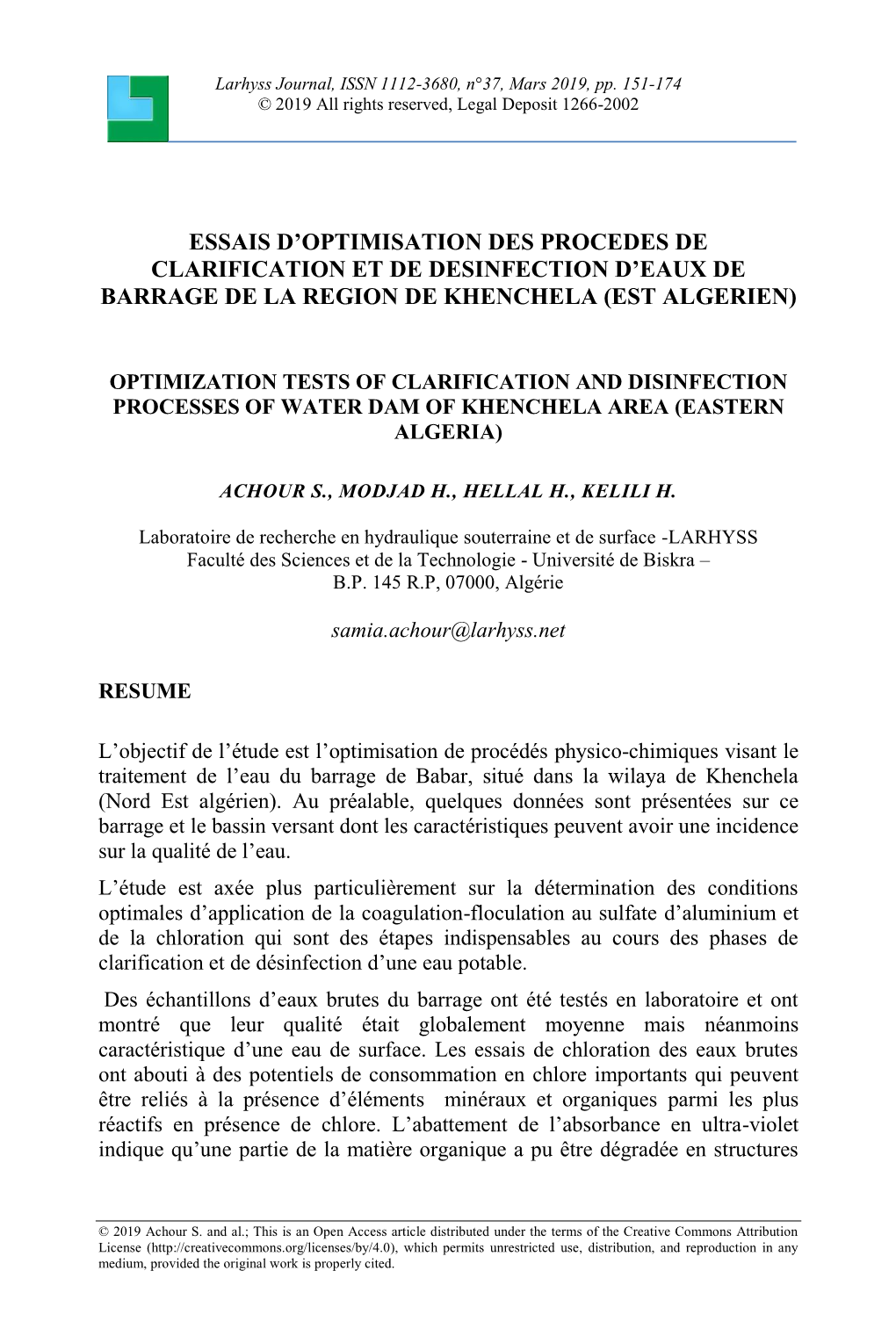 Caractères Physico-Chimiques Et Bactériologiques