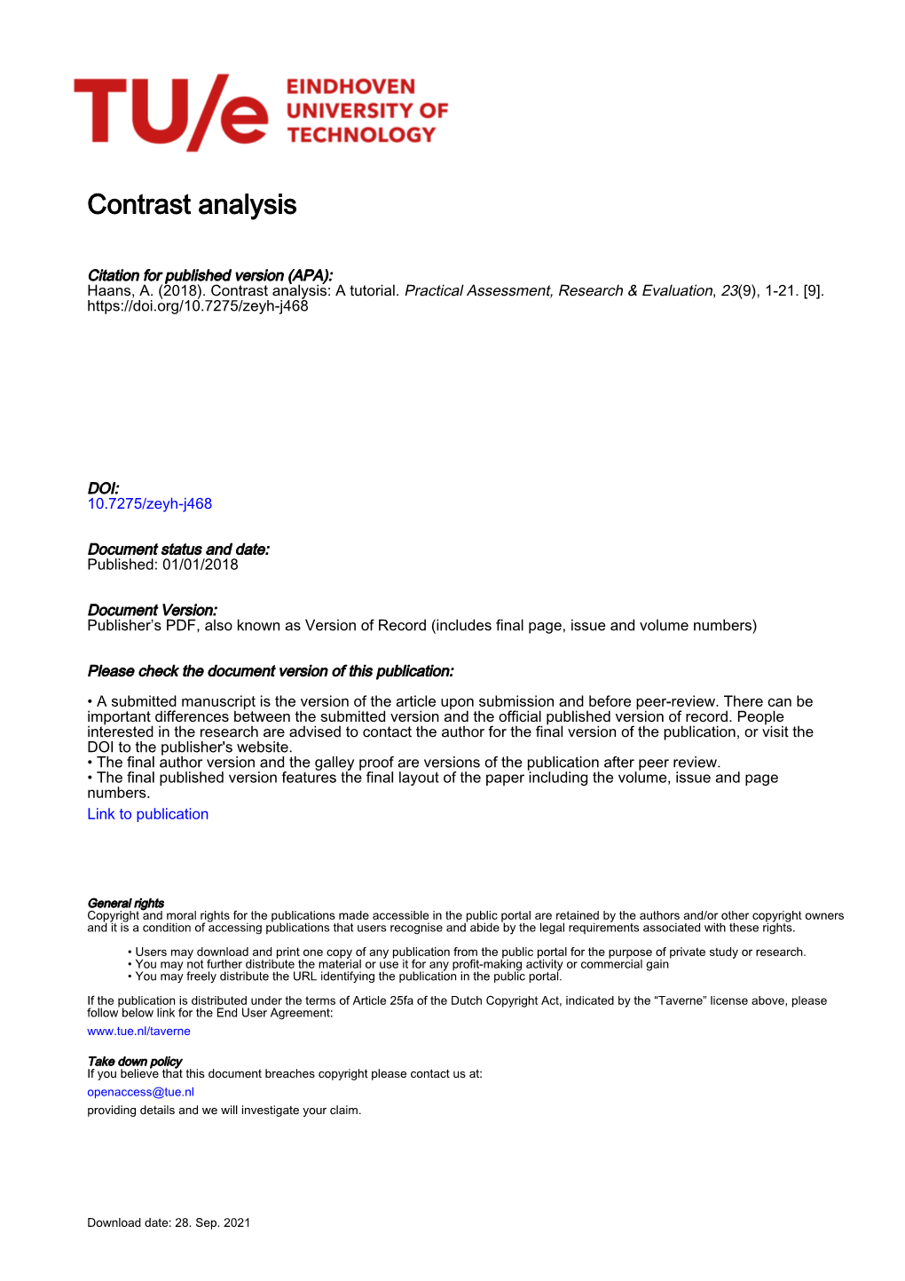 Contrast Analysis: a Tutorial. Practical Assessment, Research & Evaluation