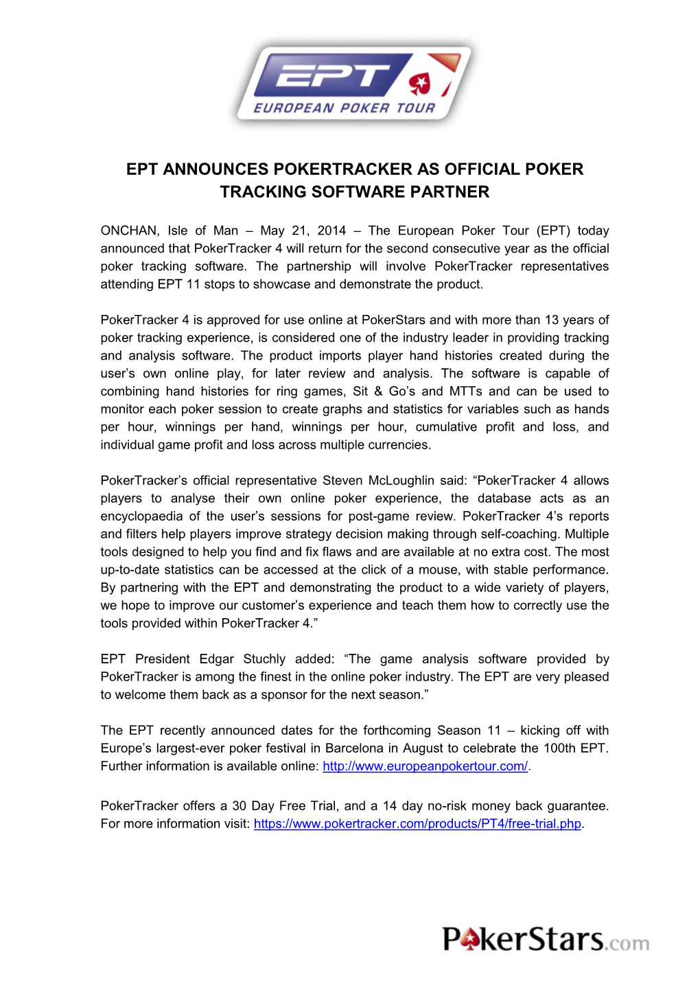 Ept Announces Pokertracker As Official Poker Tracking Software Partner